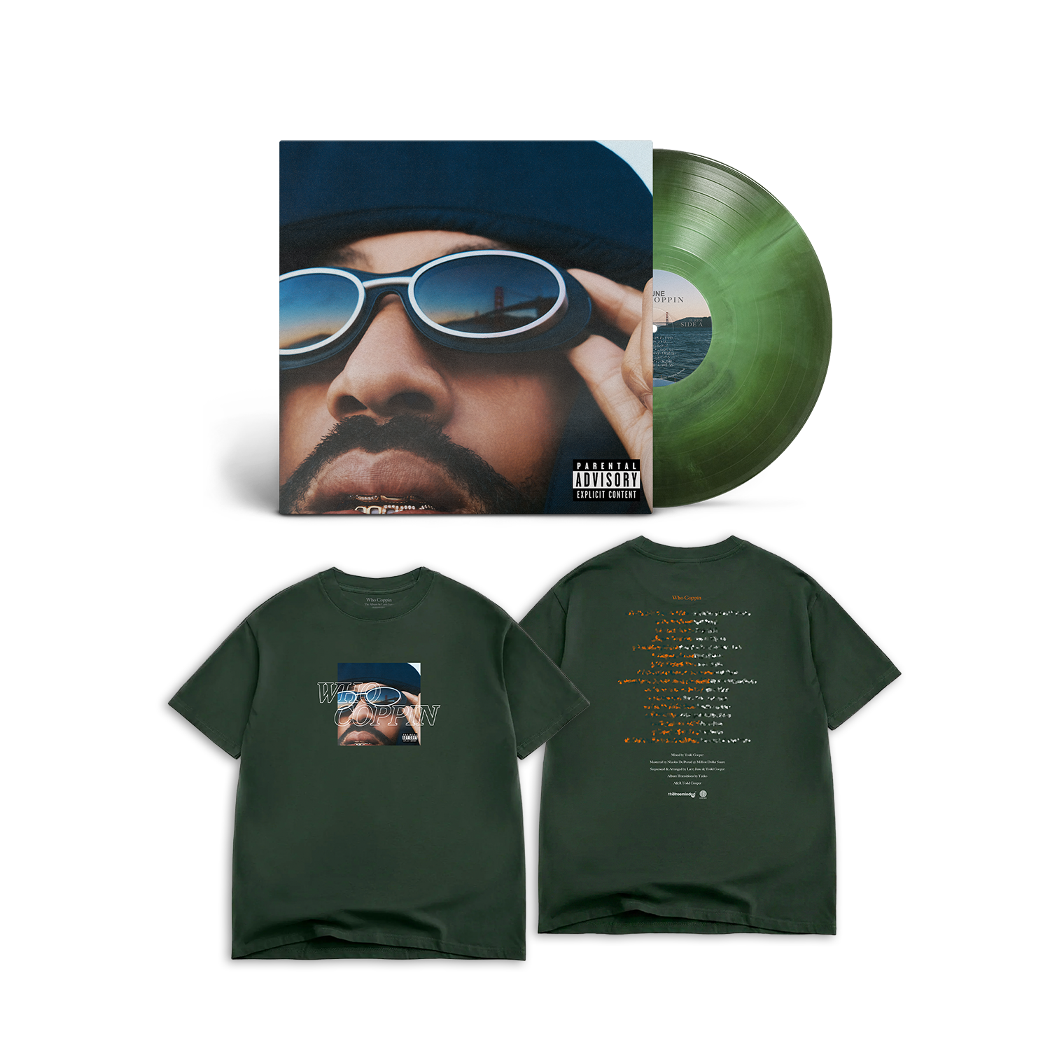Who Coppin Vinyl & Album T-Shirt Fan Pack - Green Galaxy – Larry Who Coppin Vinyl & Album T-Shirt Fan Pack - Green Galaxy – Larry