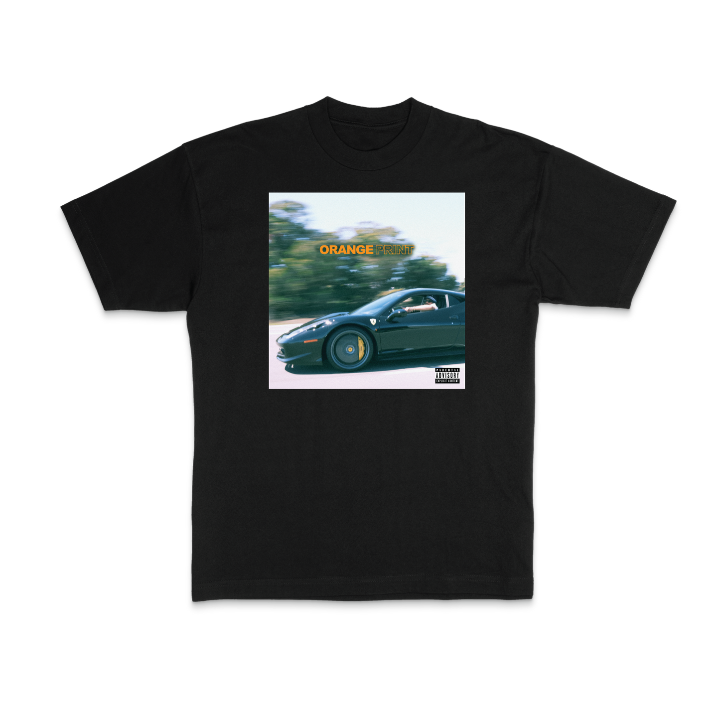 Larry June - Black ORANGE PRINT Album Tee - Front