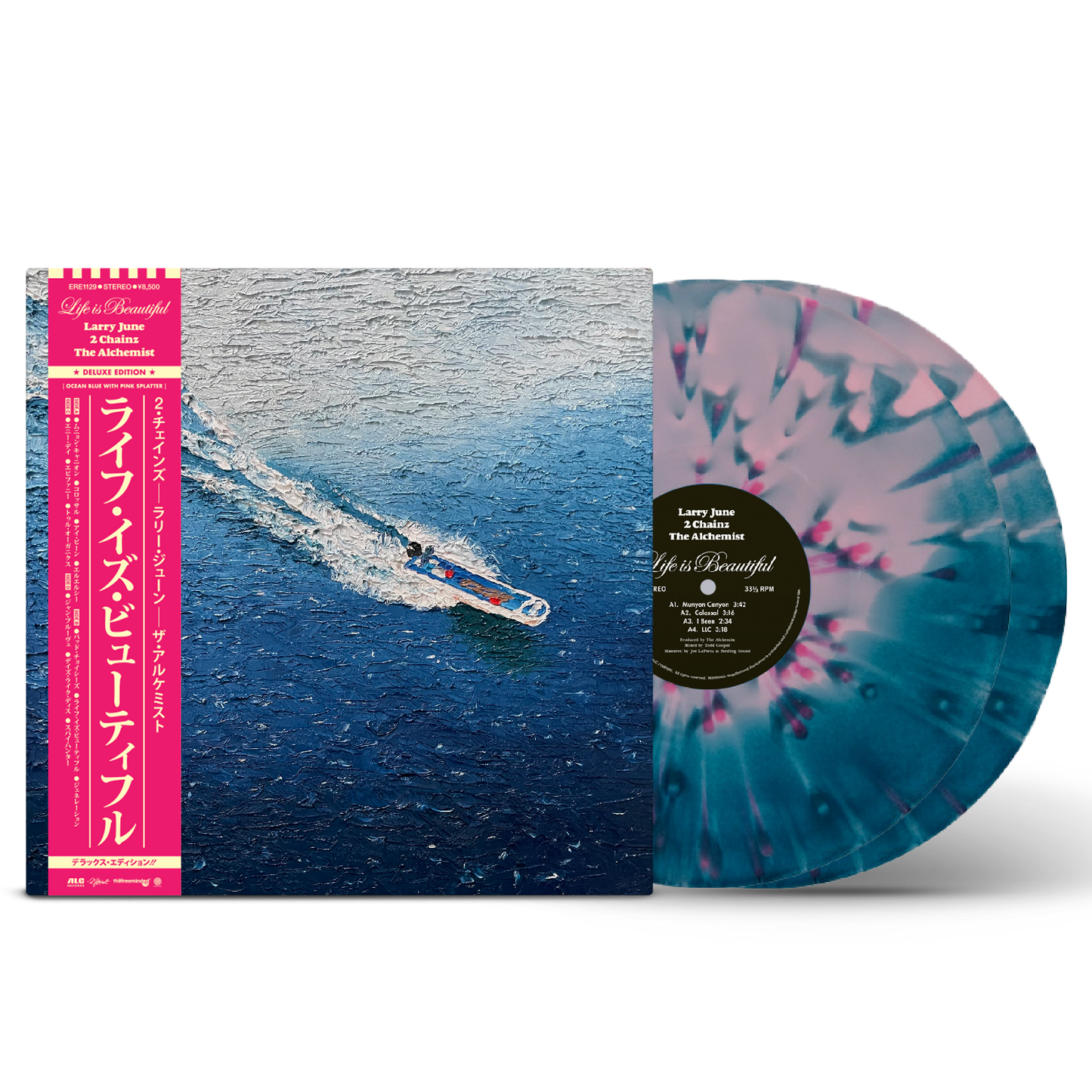Larry June, 2 Chainz & The Alchemist - Life Is Beautiful Deluxe (Ocean Blue with Pink Spatter Vinyl)