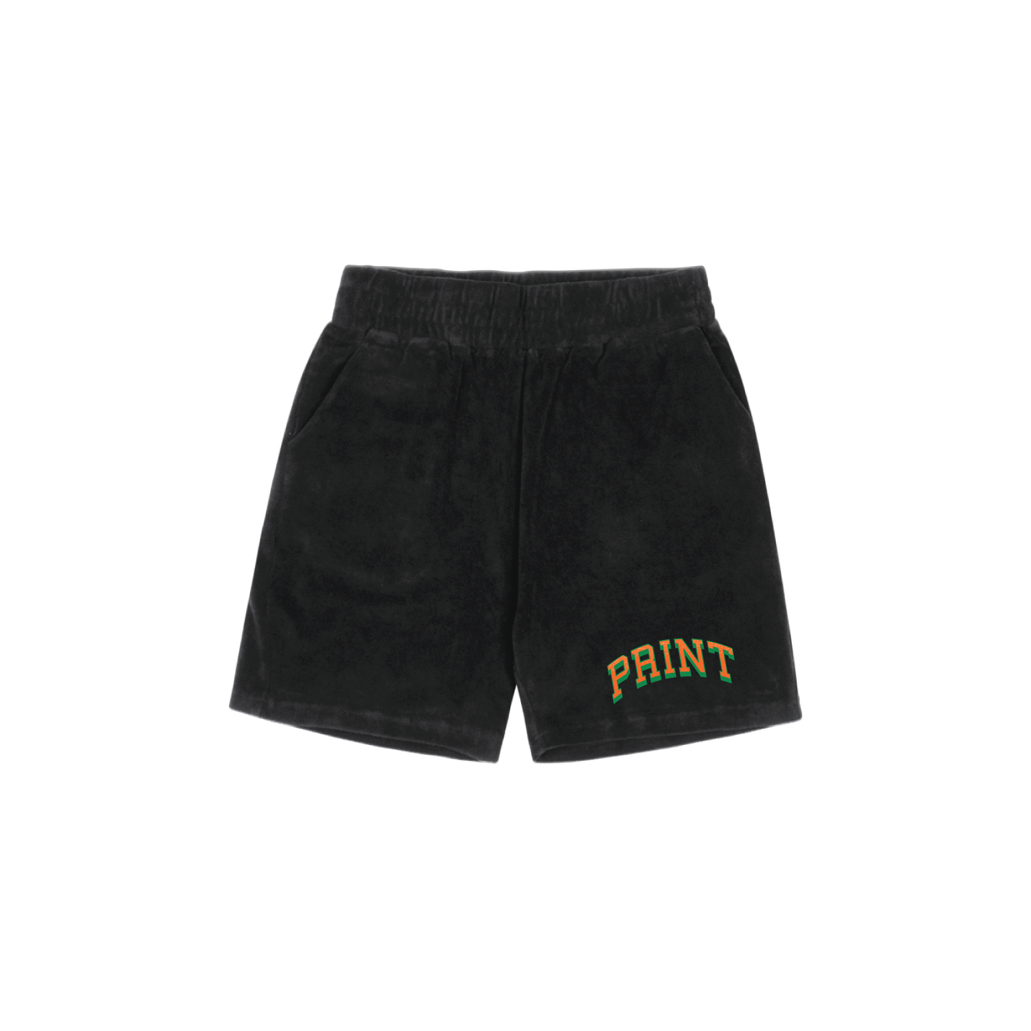 Larry June - Black PRINT logo shorts - Front